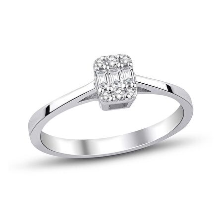 0.12 Karat Baget Pırlanta Yüzük (H-I VS/Tektaş Görseli)